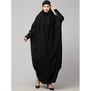  Long cuff ready to wear Jilbab- Black